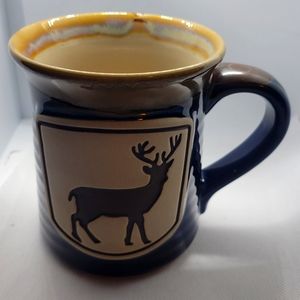 Cabelas Large Deer Coffee Mug With Blue Glaze 20 oz.